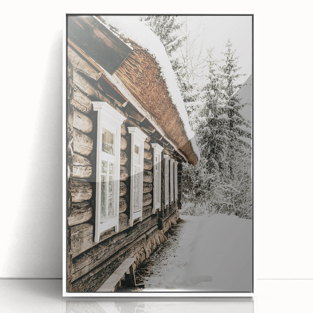 Rustic Farmhouse Decor – Snowy Cabin Wall Art for Country Style Homes