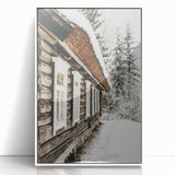 Rustic Farmhouse Decor – Snowy Cabin Wall Art for Country Style Homes