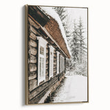 Rustic Farmhouse Decor – Snowy Cabin Wall Art for Country Style Homes