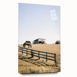Farmhouse Wall Art Horses Grazing Print | Rustic Country Barn Decor