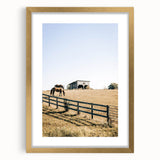 Farmhouse Wall Art Horses Grazing Print | Rustic Country Barn Decor