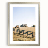 Farmhouse Wall Art Horses Grazing Print | Rustic Country Barn Decor
