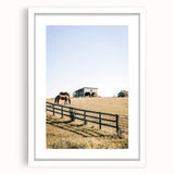 Farmhouse Wall Art Horses Grazing Print | Rustic Country Barn Decor
