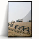 Farmhouse Wall Art Horses Grazing Print | Rustic Country Barn Decor