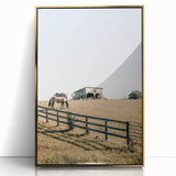 Farmhouse Wall Art Horses Grazing Print | Rustic Country Barn Decor