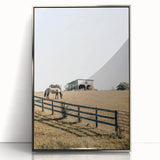 Farmhouse Wall Art Horses Grazing Print | Rustic Country Barn Decor