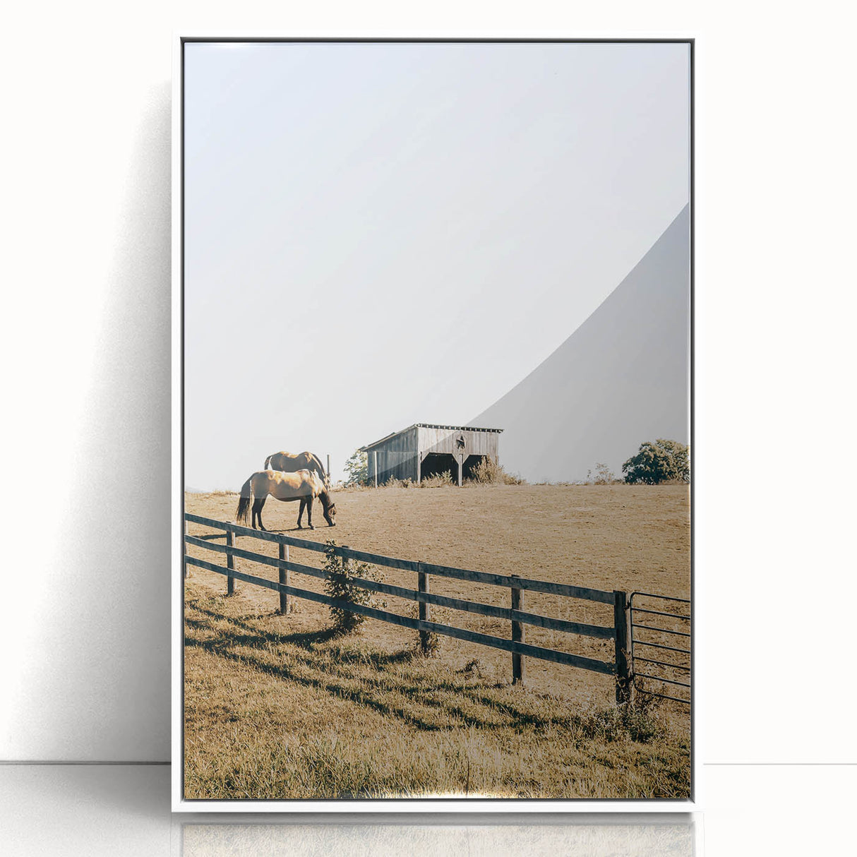 Farmhouse Wall Art Horses Grazing Print | Rustic Country Barn Decor