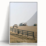 Farmhouse Wall Art Horses Grazing Print | Rustic Country Barn Decor