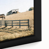 Farmhouse Wall Art Horses Grazing Print | Rustic Country Barn Decor