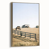 Farmhouse Wall Art Horses Grazing Print | Rustic Country Barn Decor