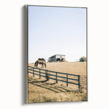 Farmhouse Wall Art Horses Grazing Print | Rustic Country Barn Decor