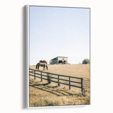 Farmhouse Wall Art Horses Grazing Print | Rustic Country Barn Decor