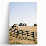 Farmhouse Wall Art Horses Grazing Print | Rustic Country Barn Decor