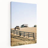 Farmhouse Wall Art Horses Grazing Print | Rustic Country Barn Decor