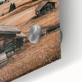 Farmhouse Wall Art – Rustic Cabin and Mountain Scene for Country Decor