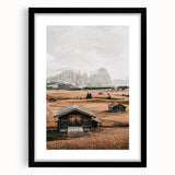 Farmhouse Wall Art – Rustic Cabin and Mountain Scene for Country Decor