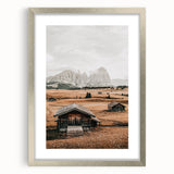 Farmhouse Wall Art – Rustic Cabin and Mountain Scene for Country Decor
