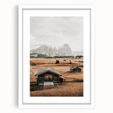 Farmhouse Wall Art – Rustic Cabin and Mountain Scene for Country Decor