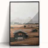 Farmhouse Wall Art – Rustic Cabin and Mountain Scene for Country Decor