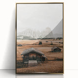 Farmhouse Wall Art – Rustic Cabin and Mountain Scene for Country Decor
