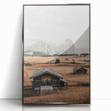 Farmhouse Wall Art – Rustic Cabin and Mountain Scene for Country Decor