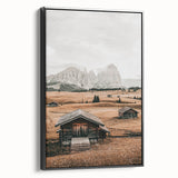 Farmhouse Wall Art – Rustic Cabin and Mountain Scene for Country Decor