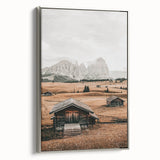 Farmhouse Wall Art – Rustic Cabin and Mountain Scene for Country Decor