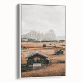 Farmhouse Wall Art – Rustic Cabin and Mountain Scene for Country Decor