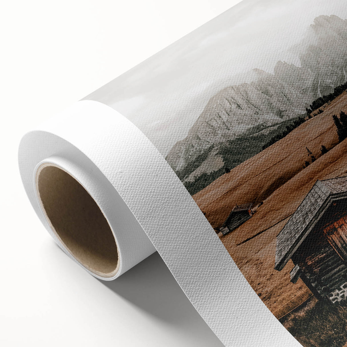 Farmhouse Wall Art – Rustic Cabin and Mountain Scene for Country Decor