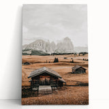 Farmhouse Wall Art – Rustic Cabin and Mountain Scene for Country Decor
