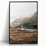 Farmhouse Wall Art – Tranquil Church in Rustic Mountain Scenery