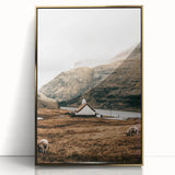 Farmhouse Wall Art – Tranquil Church in Rustic Mountain Scenery