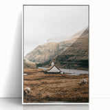 Farmhouse Wall Art – Tranquil Church in Rustic Mountain Scenery