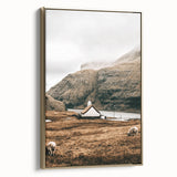 Farmhouse Wall Art – Tranquil Church in Rustic Mountain Scenery