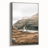 Farmhouse Wall Art – Tranquil Church in Rustic Mountain Scenery