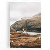 Farmhouse Wall Art – Tranquil Church in Rustic Mountain Scenery