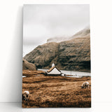 Farmhouse Wall Art – Tranquil Church in Rustic Mountain Scenery