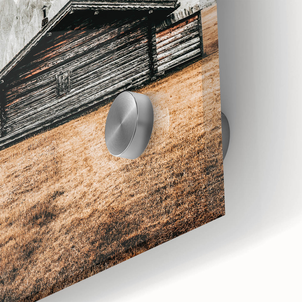 Farmhouse Wall Art – Rustic Cabin with Majestic Mountain Backdrop