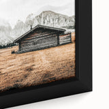 Farmhouse Wall Art – Rustic Cabin with Majestic Mountain Backdrop