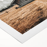 Farmhouse Wall Art – Rustic Cabin with Majestic Mountain Backdrop