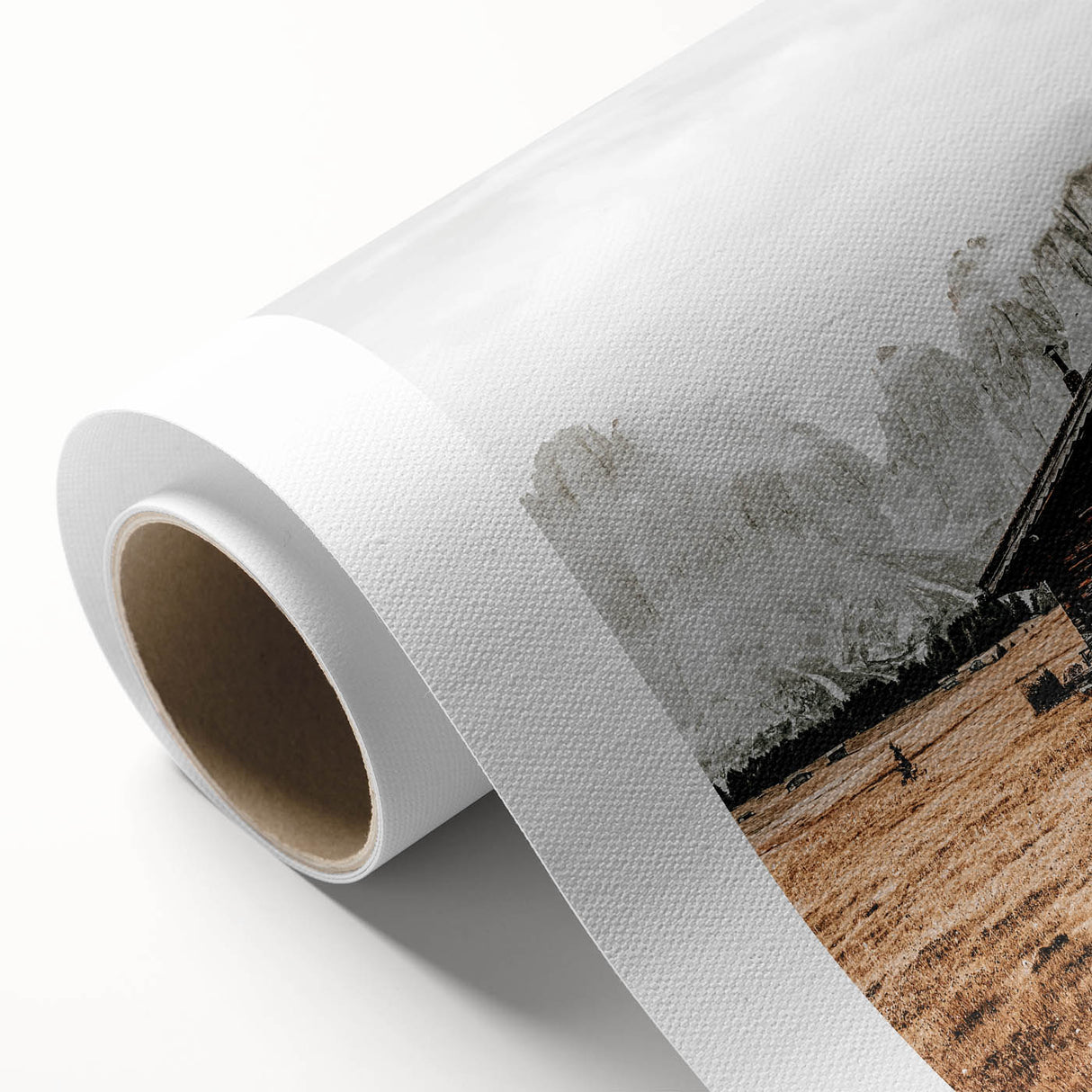 Farmhouse Wall Art – Rustic Cabin with Majestic Mountain Backdrop