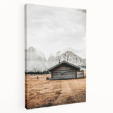 Farmhouse Wall Art – Rustic Cabin with Majestic Mountain Backdrop