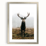 Farmhouse Wall Art – Majestic Stag in Misty Landscape for Rustic Homes