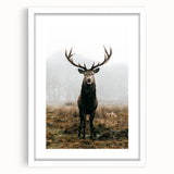 Farmhouse Wall Art – Majestic Stag in Misty Landscape for Rustic Homes