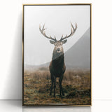 Farmhouse Wall Art – Majestic Stag in Misty Landscape for Rustic Homes