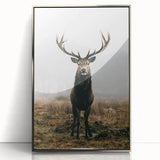 Farmhouse Wall Art – Majestic Stag in Misty Landscape for Rustic Homes