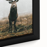 Farmhouse Wall Art – Majestic Stag in Misty Landscape for Rustic Homes