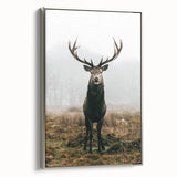 Farmhouse Wall Art – Majestic Stag in Misty Landscape for Rustic Homes