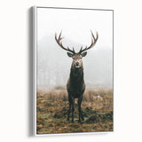 Farmhouse Wall Art – Majestic Stag in Misty Landscape for Rustic Homes