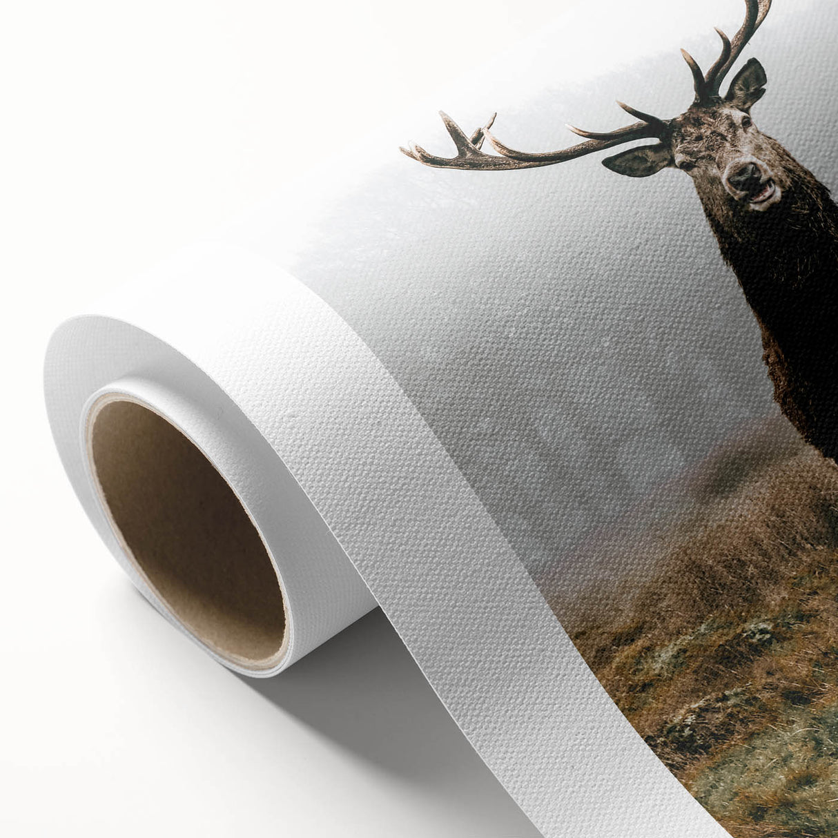 Farmhouse Wall Art – Majestic Stag in Misty Landscape for Rustic Homes